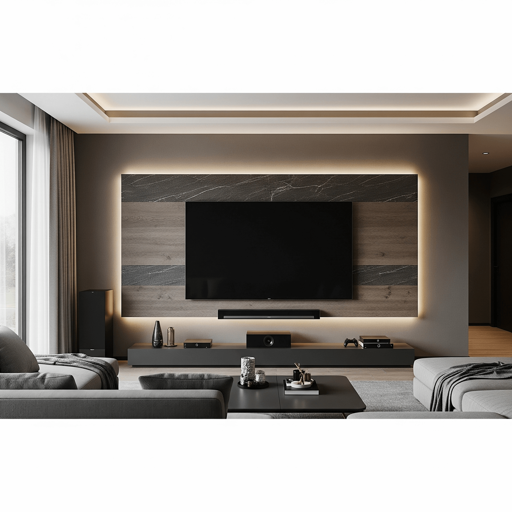 Modern home entertainment system setup
